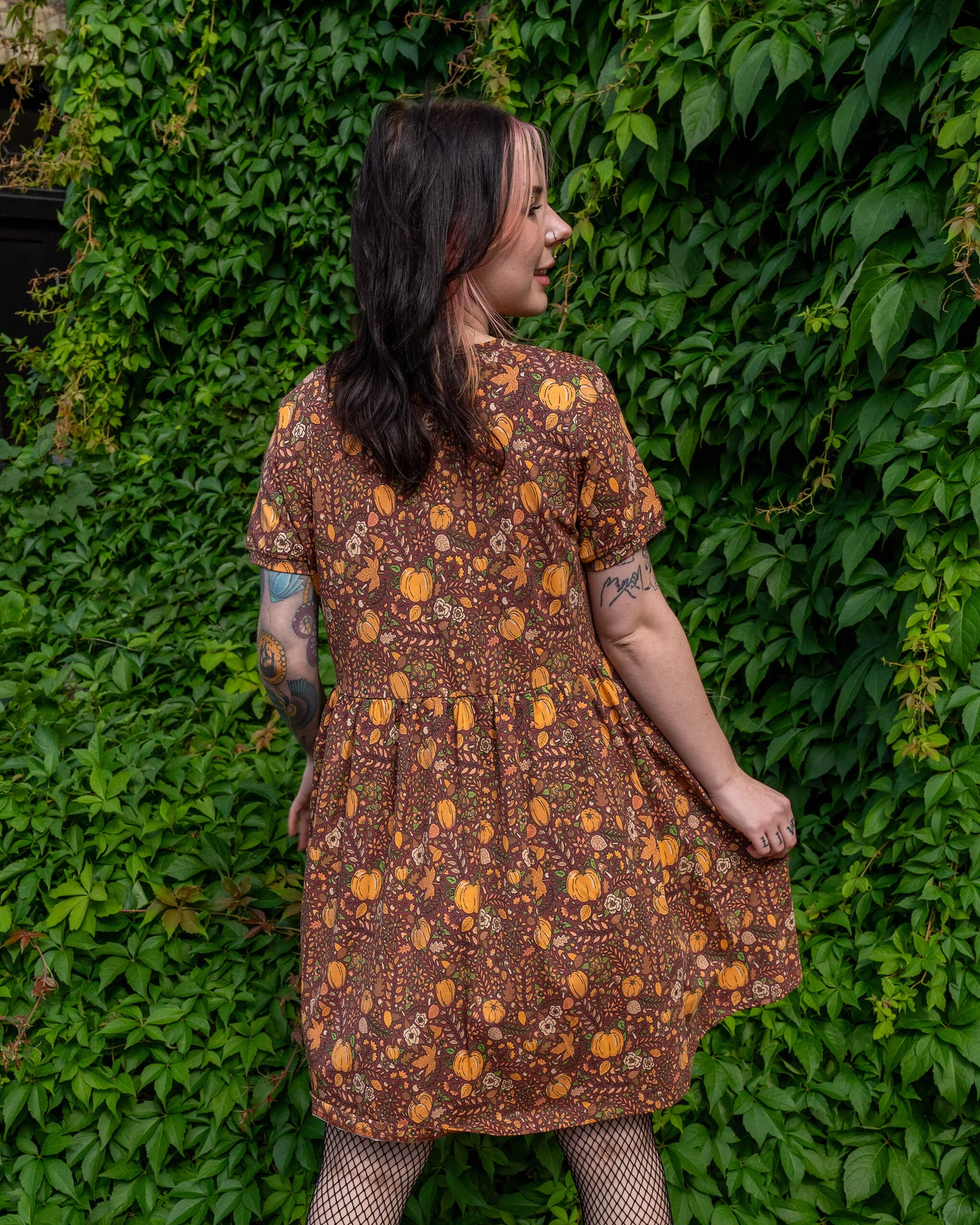 Run & Fly - Autumn Pumpkin Oversized Smock Dress