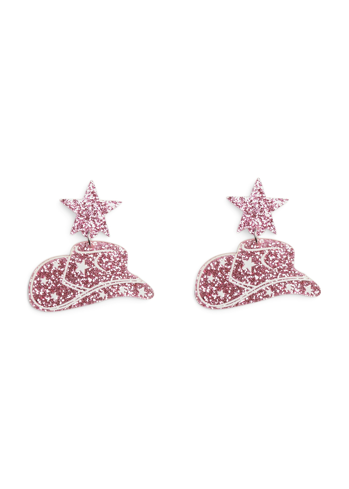 Pieces - Pink Glitter Cowgirl Earrings