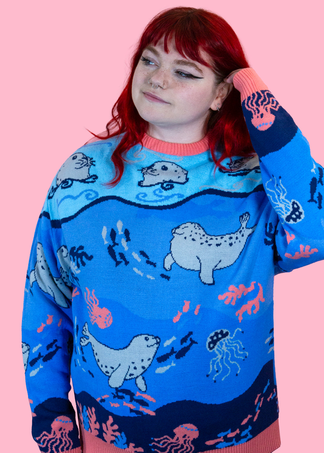 Home of Rainbows - Playful Seals Knit Jumper