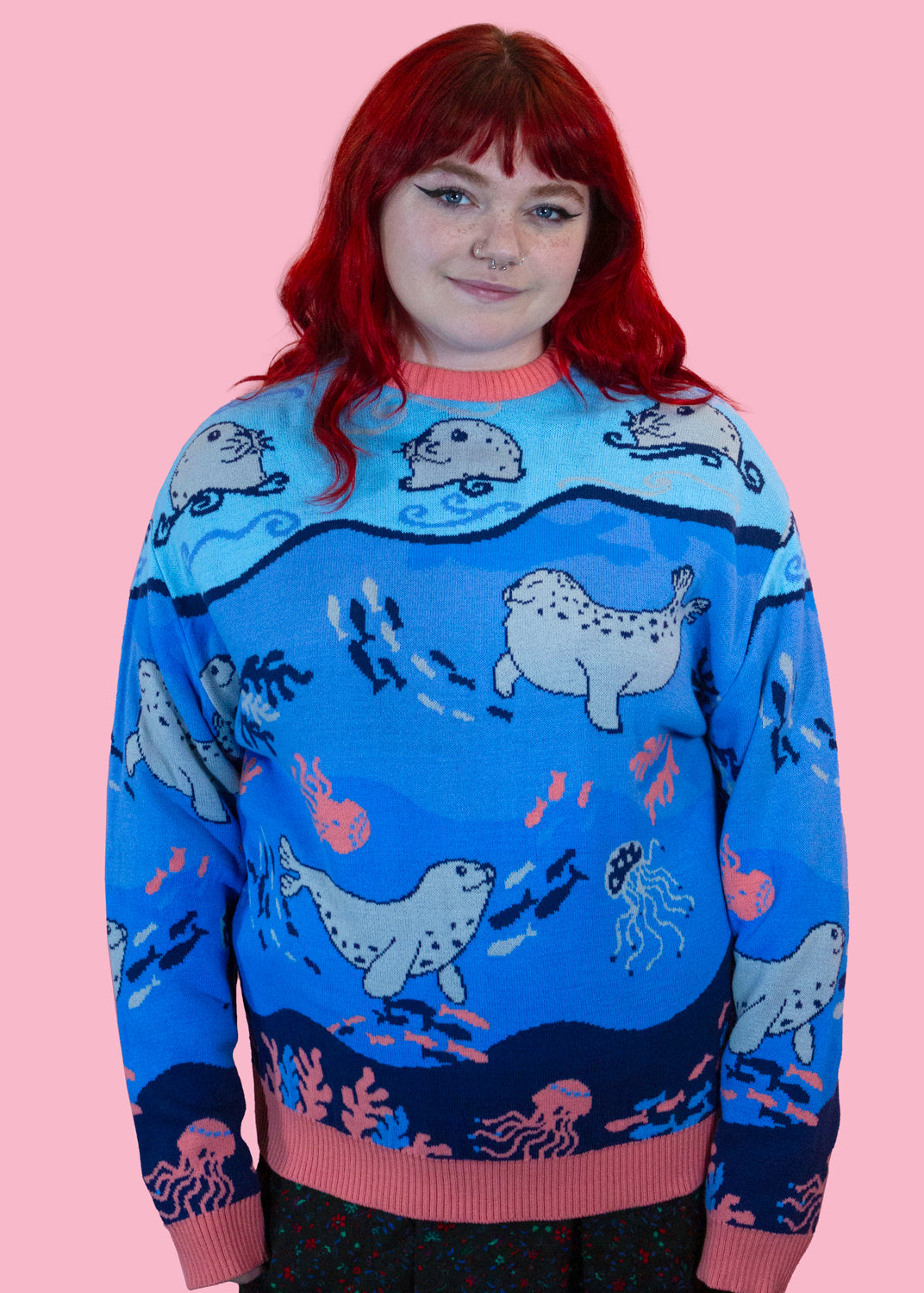 Home of Rainbows - Playful Seals Knit Jumper