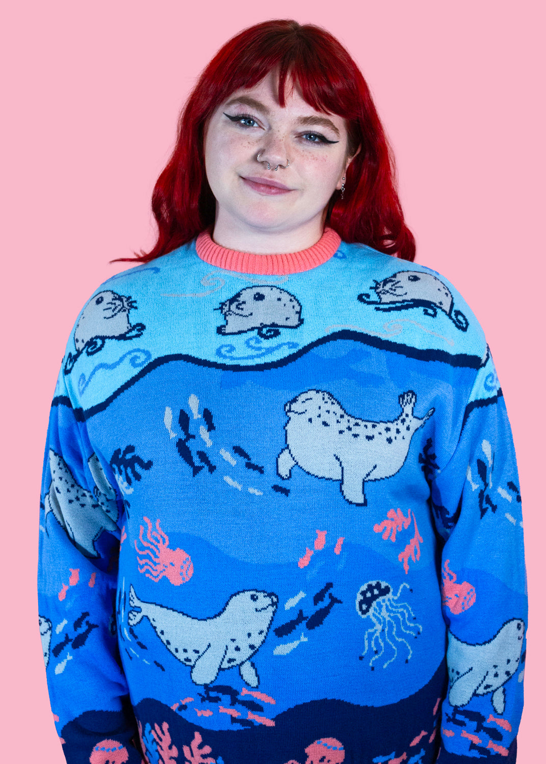 Home of Rainbows - Playful Seals Knit Jumper