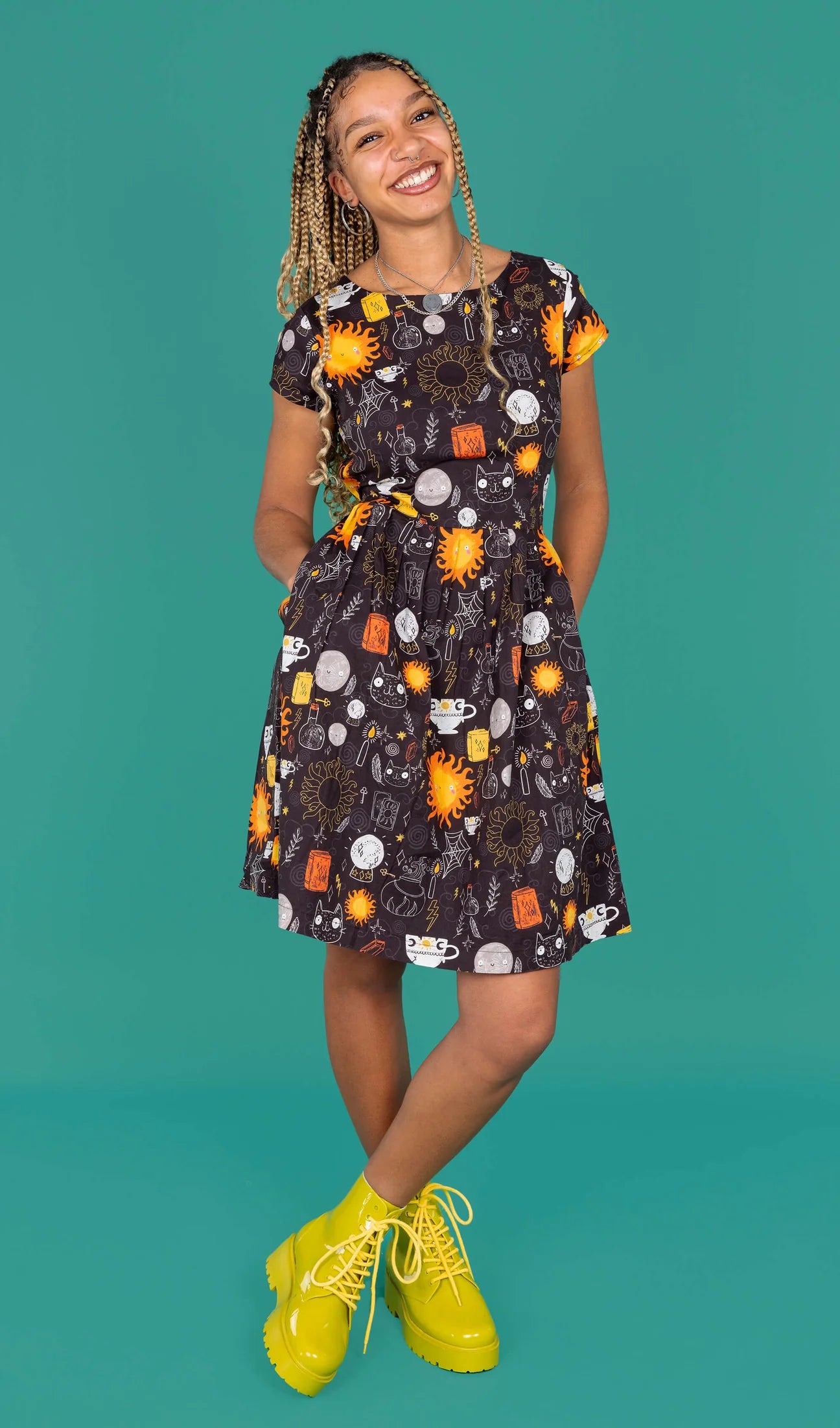 Run Fly x Katie Abey Solar Witch Stretch Belted Tea Dress with