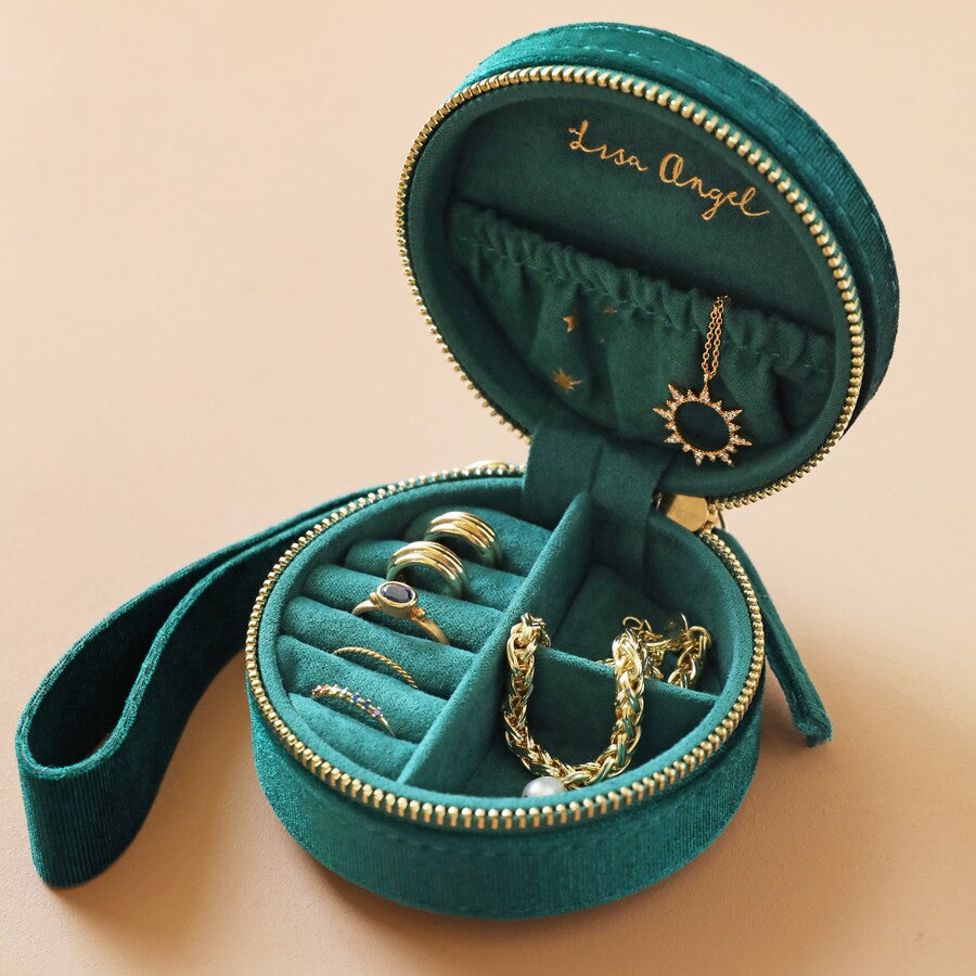 Lisa Angel - Teal Starry Night Printed Velvet Jewellery Case