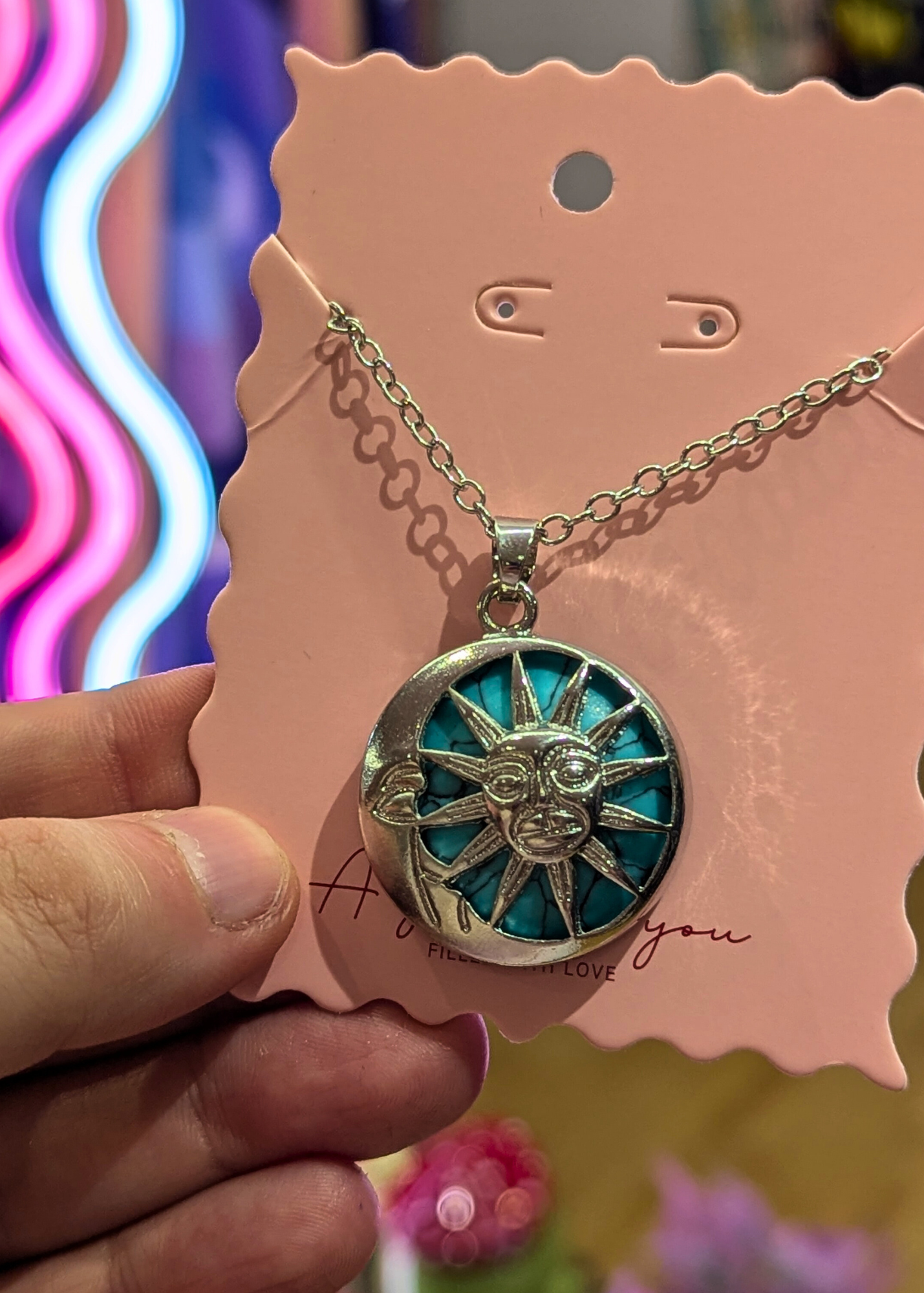 The Edit - Sun & Moon Agate Pendant in Turquoise