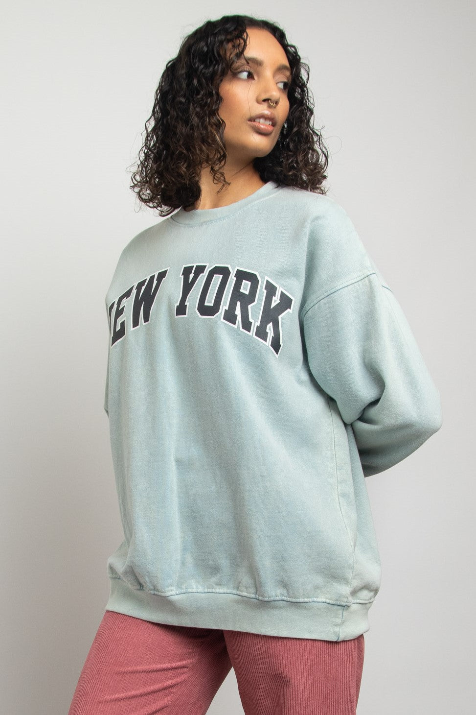 Daisy Street - Vintage-Style Blue New York Sweater