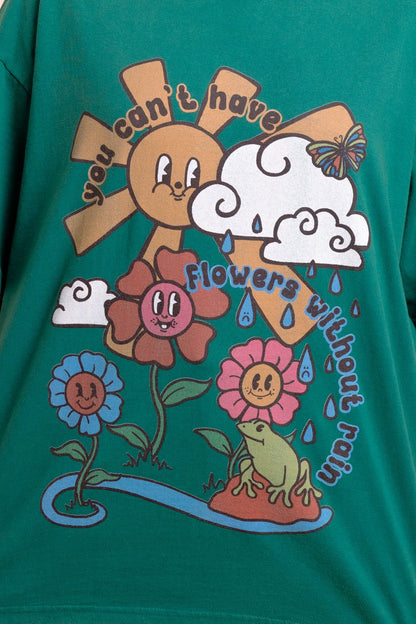 Daisy Street - Teal Flowers Without Rain Tee