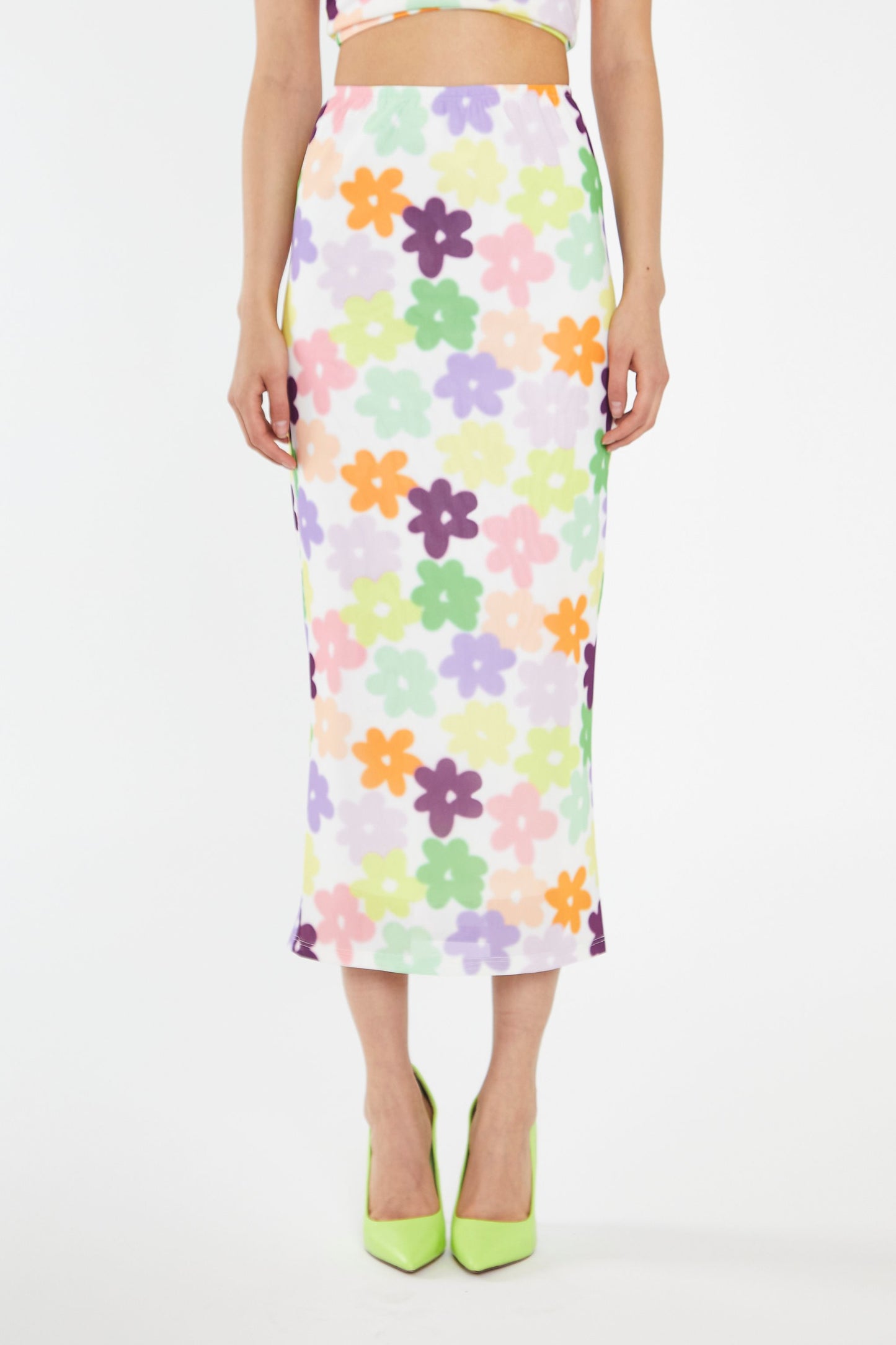 Glamorous - Colourful Flower Print Midi Skirt