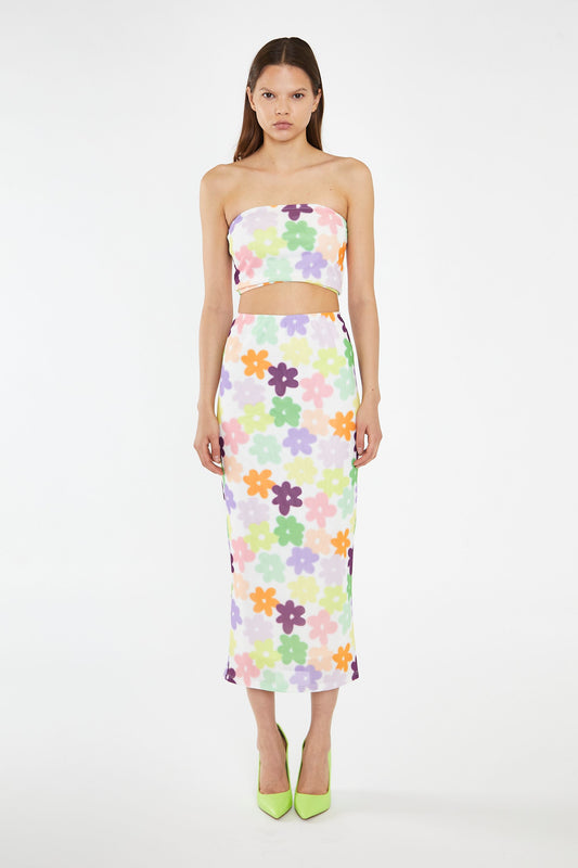 Glamorous - Colourful Flower Print Midi Skirt