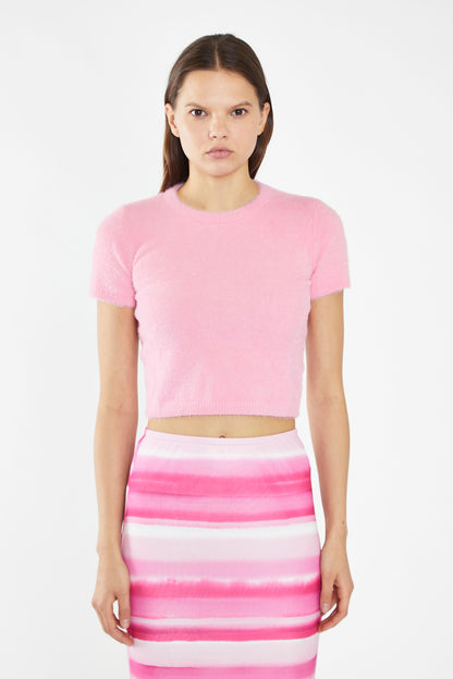 Glamorous - Candy Pink Soft Knit Short Sleeve Jumper
