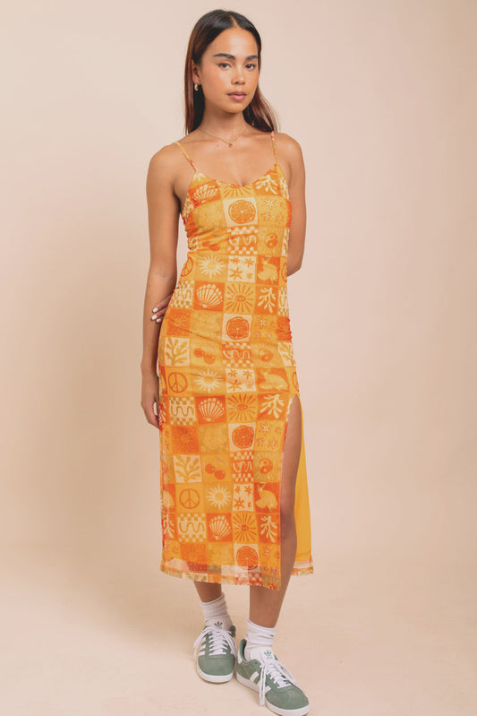Daisy Street - Orange Tile Midi Dress