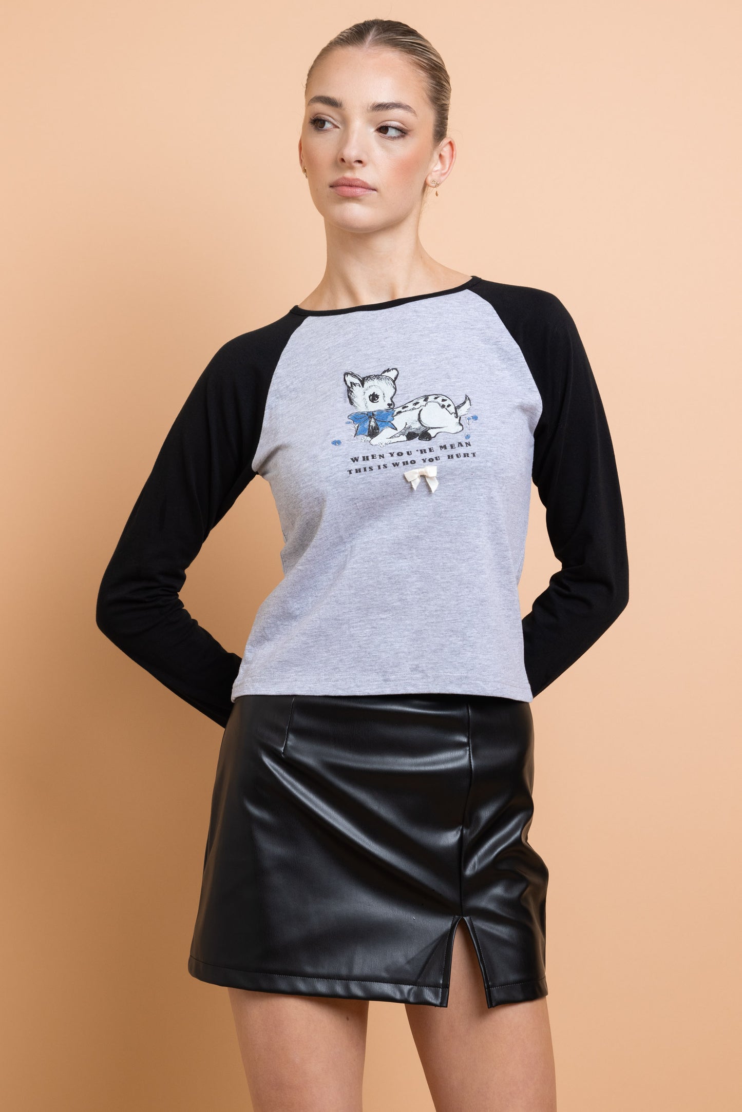Daisy Street - ‘When You Are Mean’ Deer Raglan Top