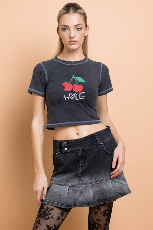 Daisy Street - Vintage-style Hole Cherry Tee