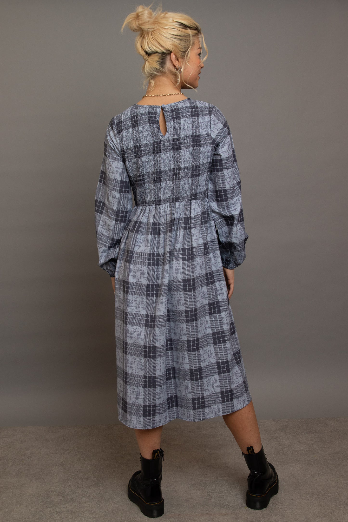 Daisy Street - Checked Print Midaxi Long Sleeved Smock Dress
