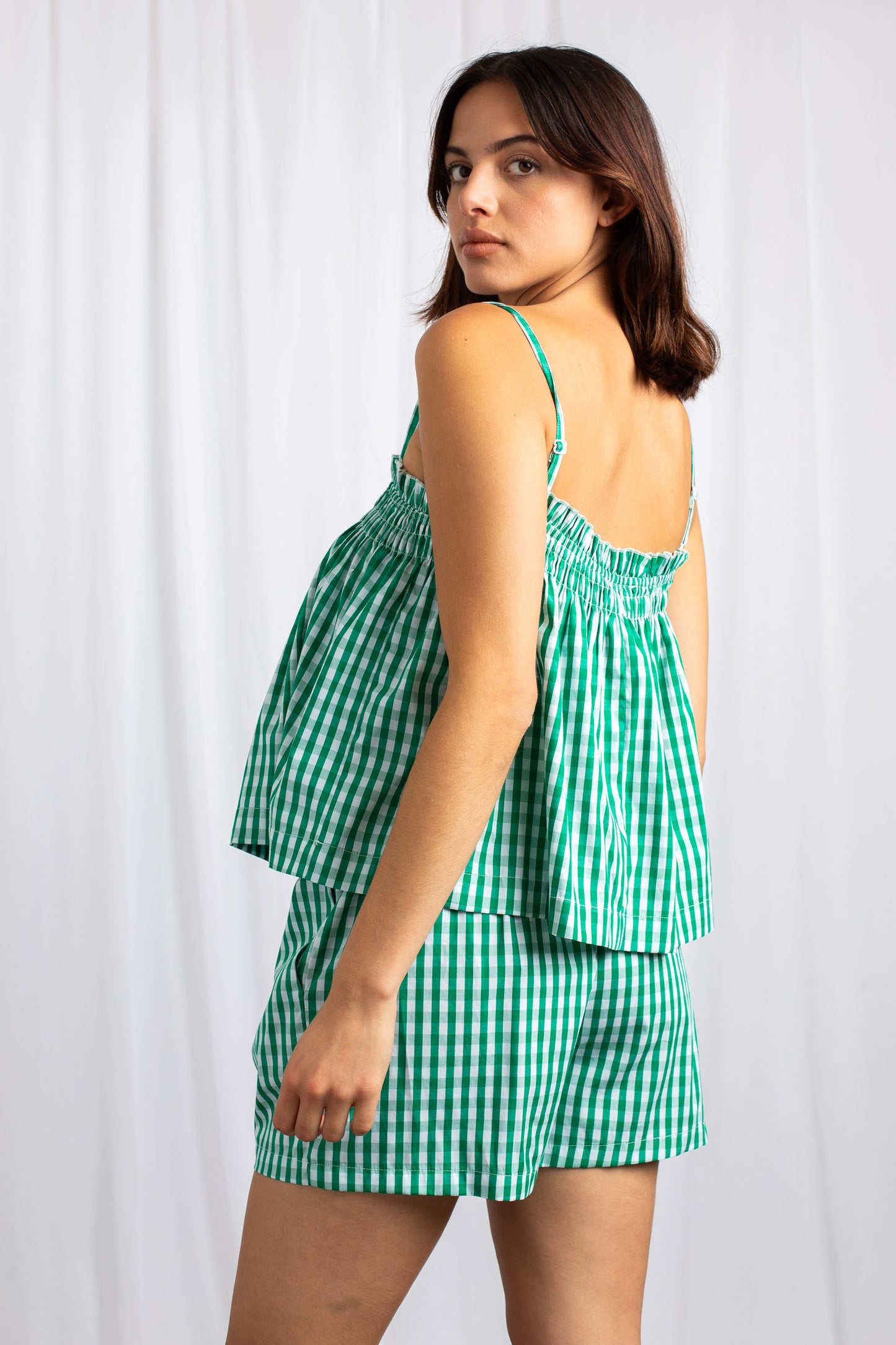 Daisy Street - Green Gingham Shorts