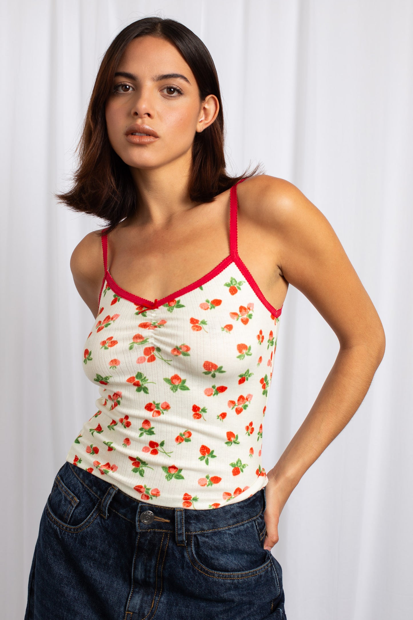 Daisy Street - Cute Strawberry Print Cami Top