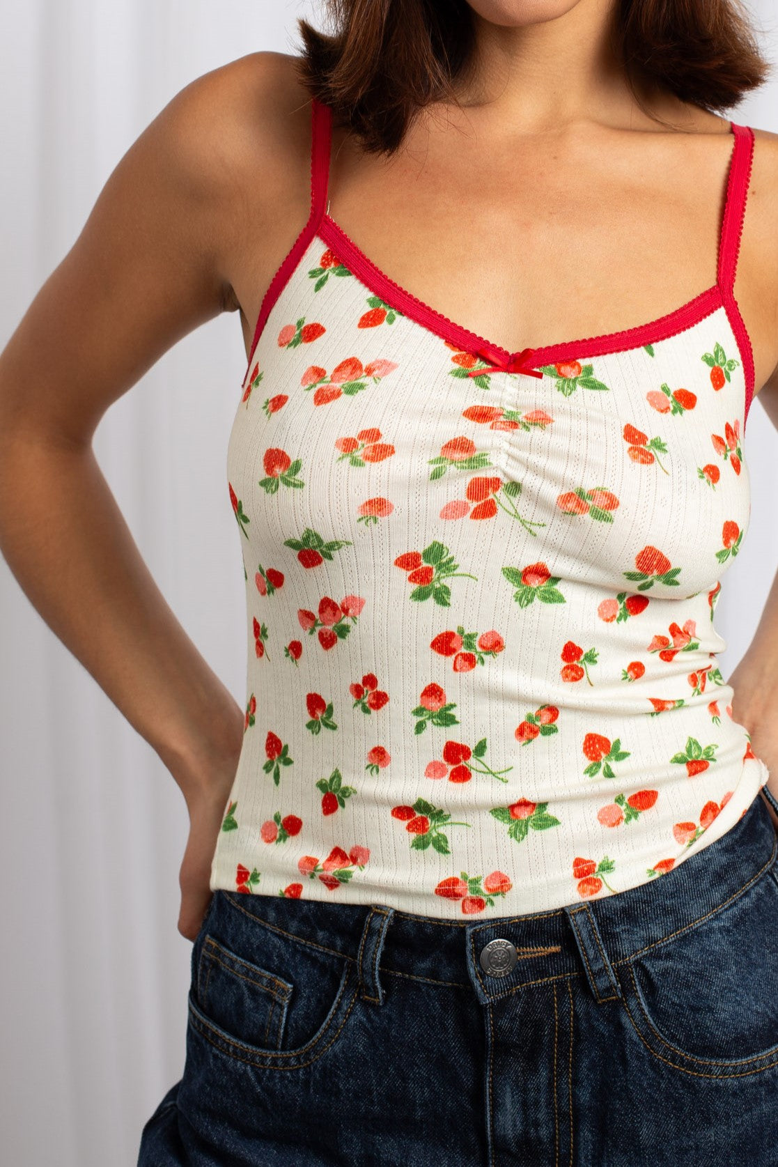 Daisy Street - Cute Strawberry Print Cami Top