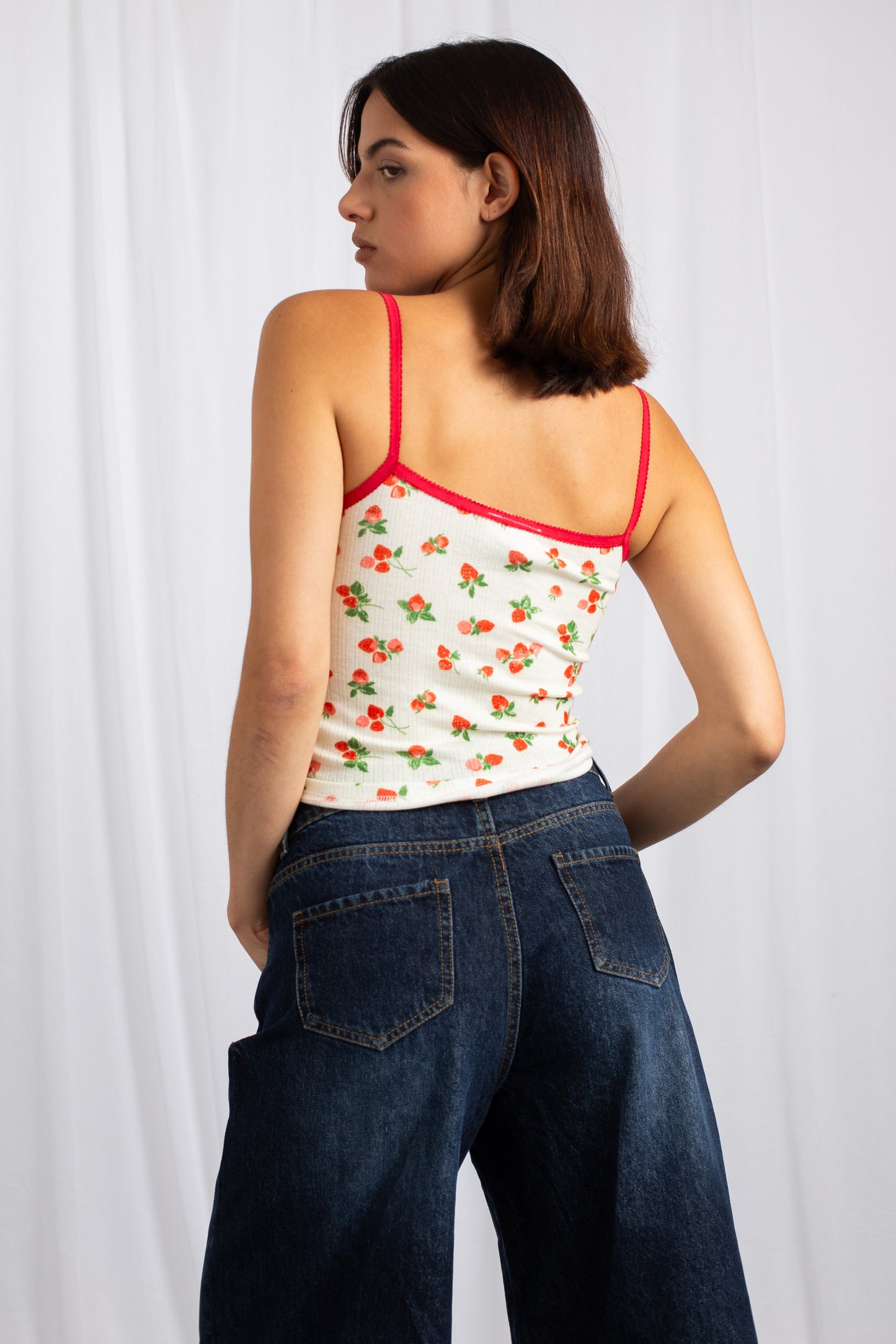 Daisy Street - Cute Strawberry Print Cami Top