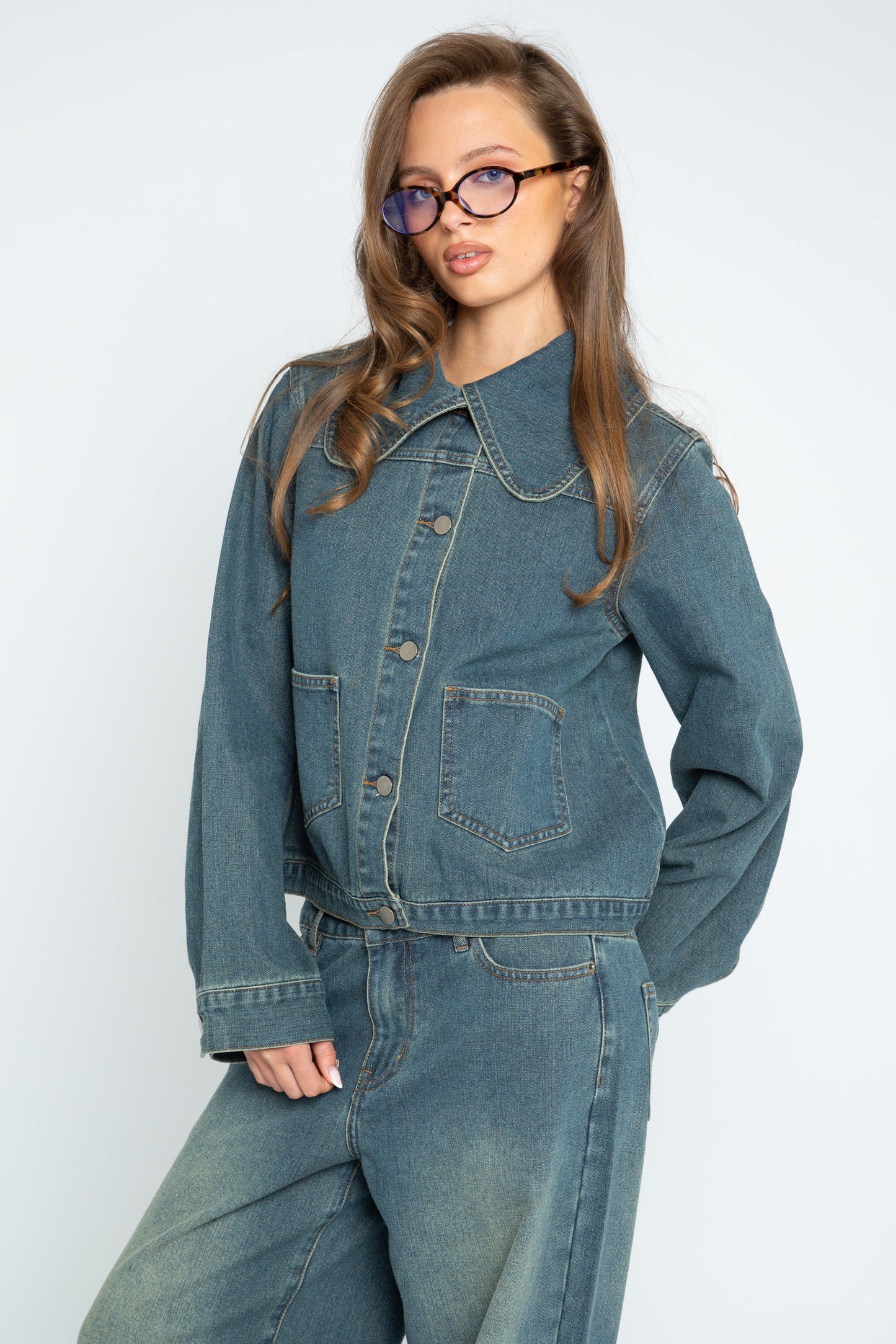 Daisy Street - Washed Denim Halo Jacket