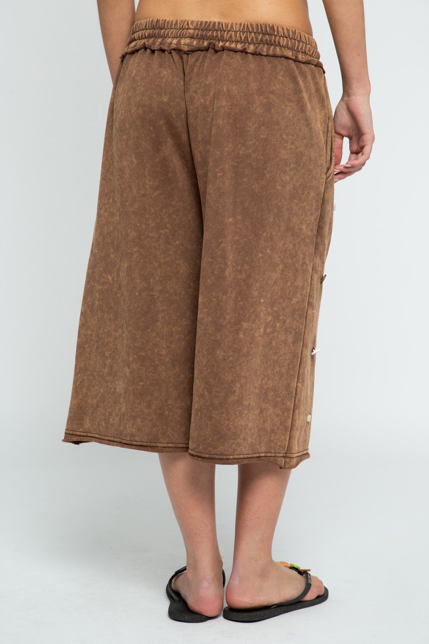 Daisy Street - Brown Jersey Leya Jorts with Button Details