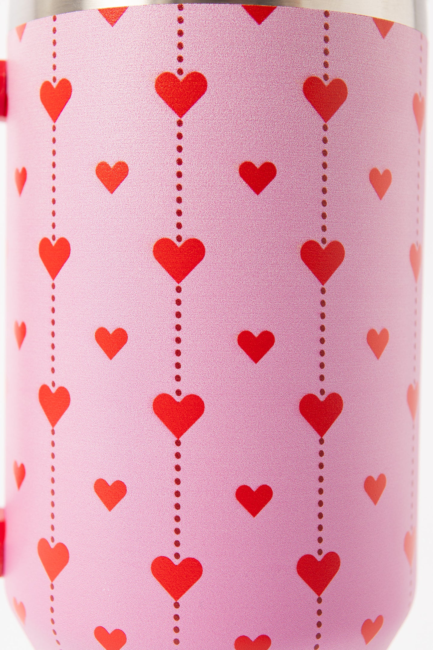 Daisy Street - Pink & Red Heart Print Drinking Cup with Handle