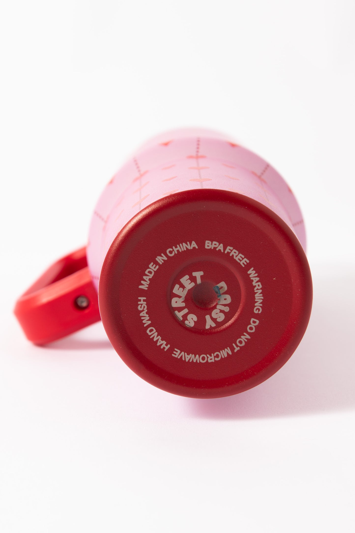 Daisy Street - Pink & Red Heart Print Drinking Cup with Handle