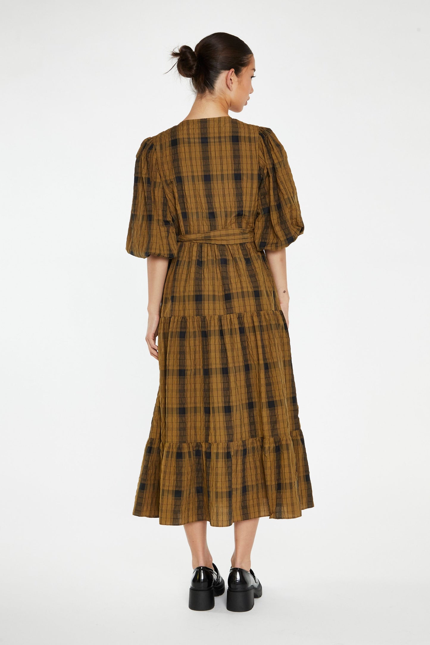 Glamorous - Olive Check Midaxi Wrap Dress