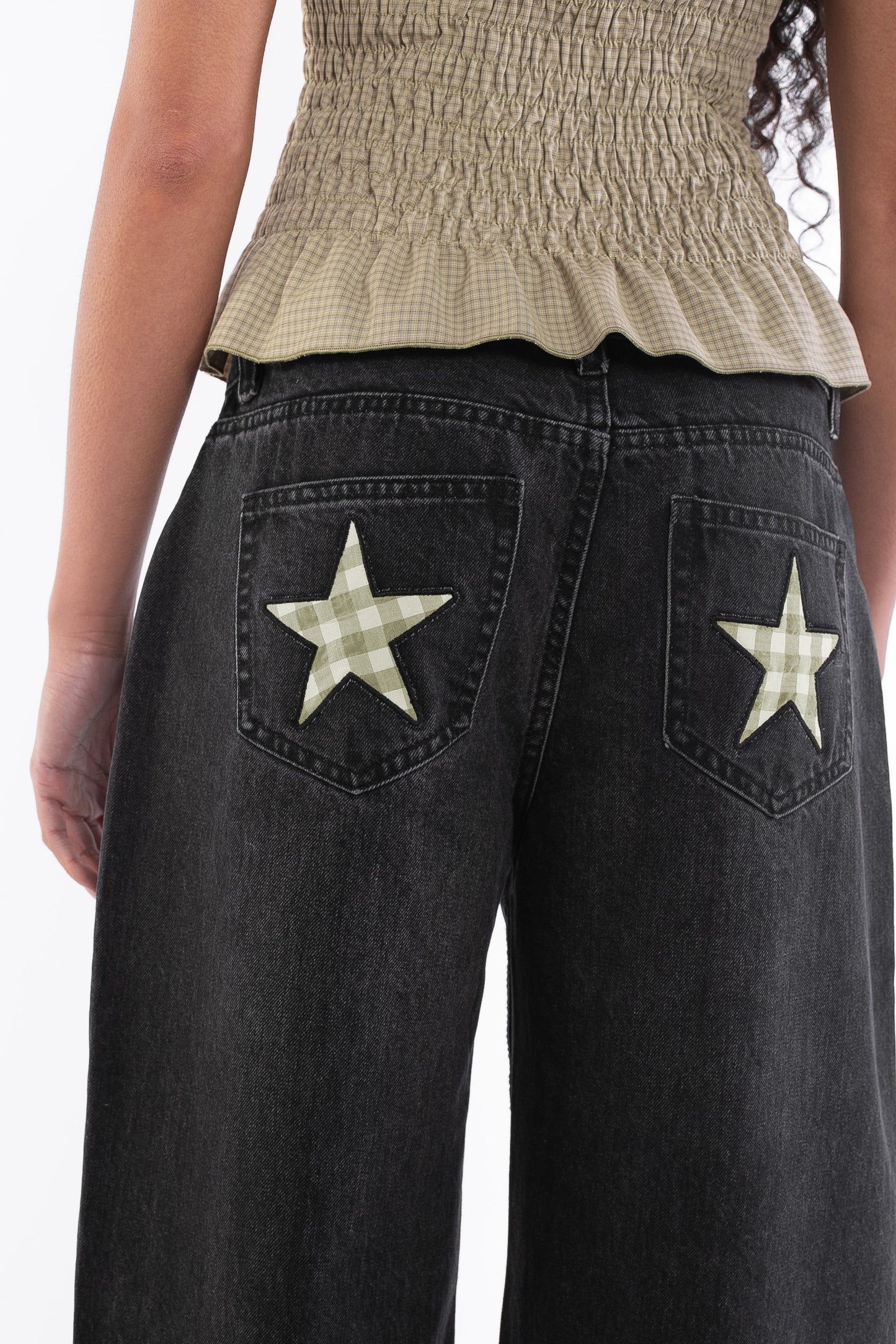 Daisy Street - Low Rise Denim Jeans with Star Pockets