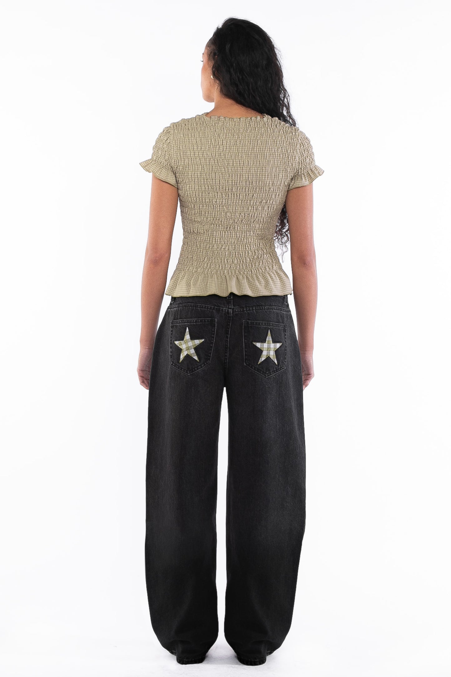 Daisy Street - Low Rise Denim Jeans with Star Pockets