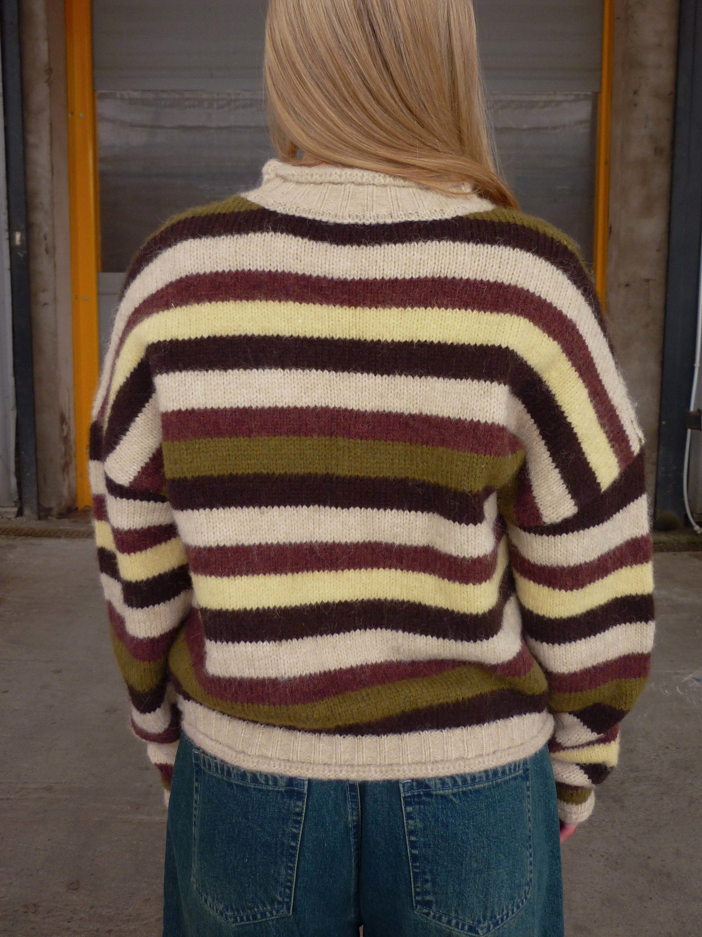 Daisy Street - Cream, Burgundy & Khaki Stripe Knitted Jumper