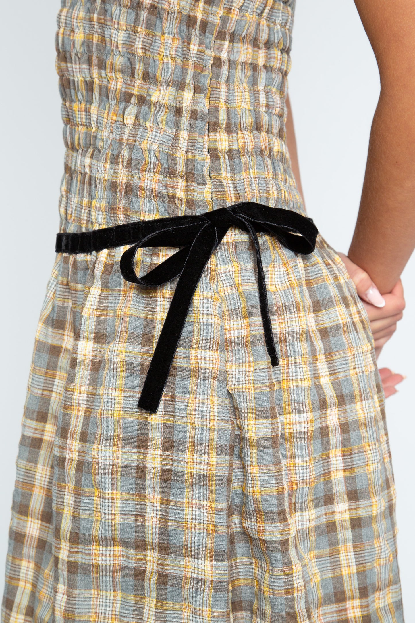 Daisy Street - Yellow & Brown Check Nola Dress