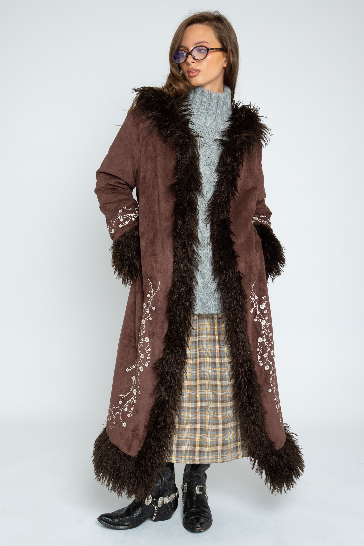 Daisy Street - Brown Heather Afghan Coat