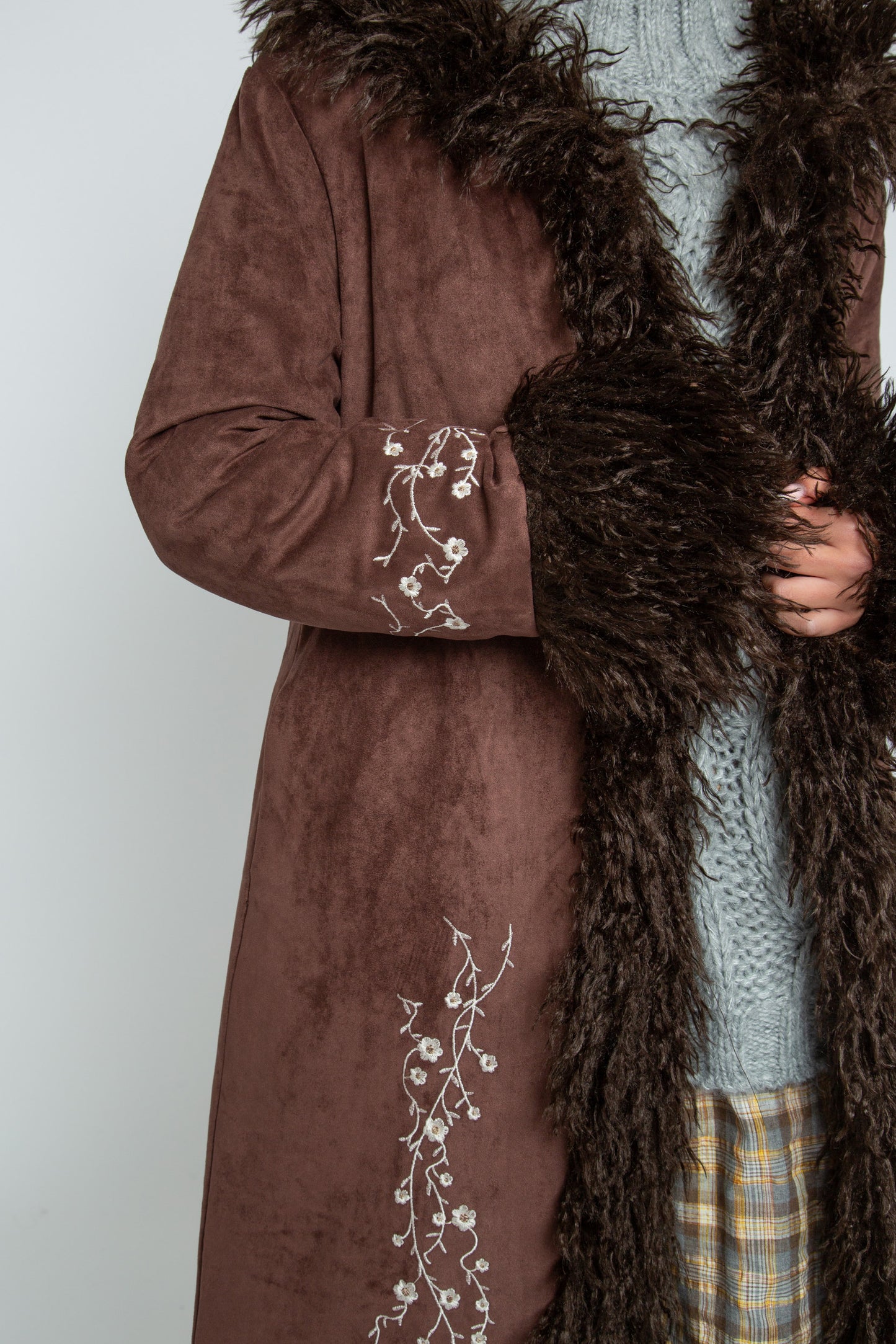 Daisy Street - Brown Heather Afghan Coat