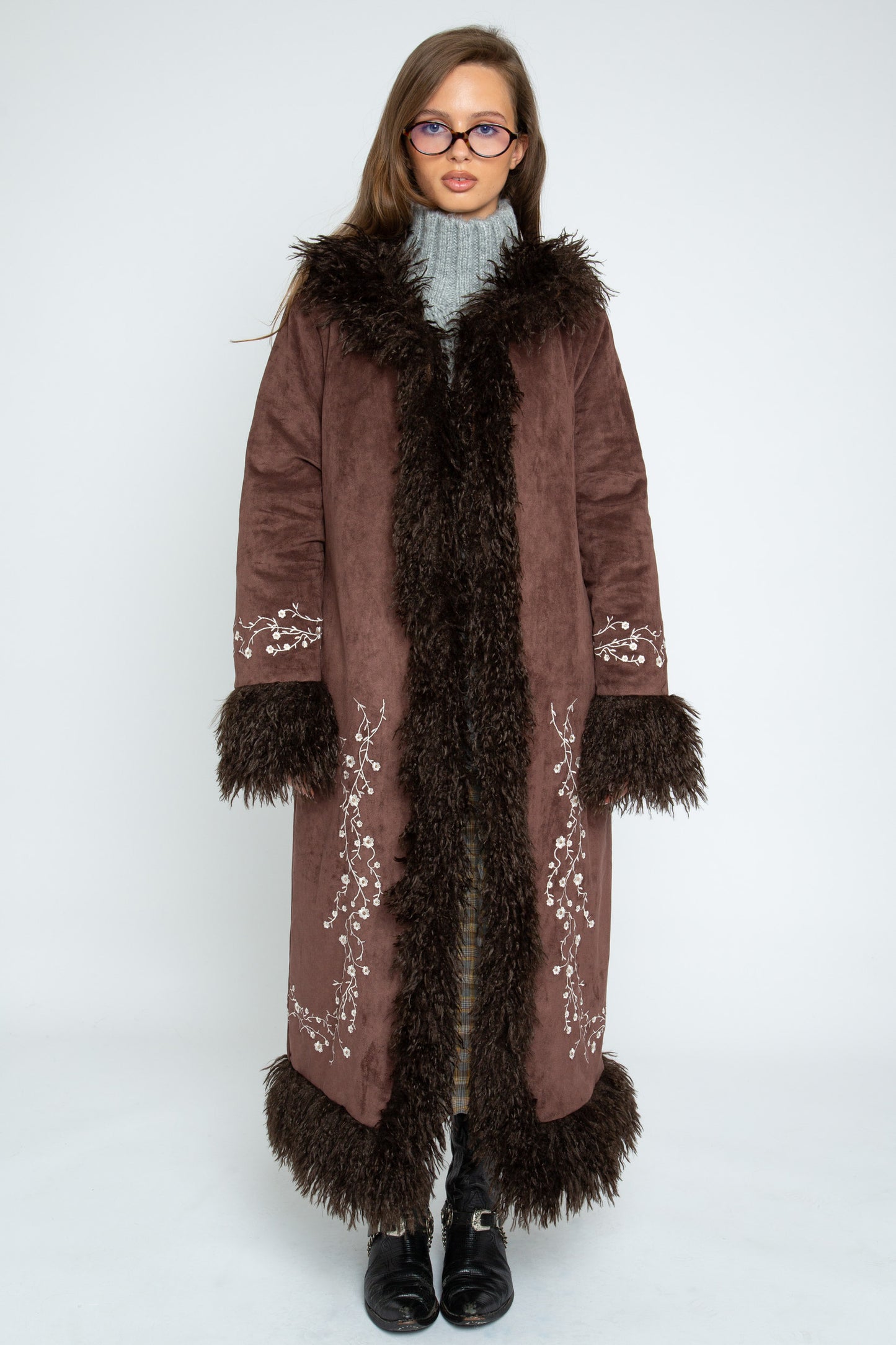 Daisy Street - Brown Heather Afghan Coat