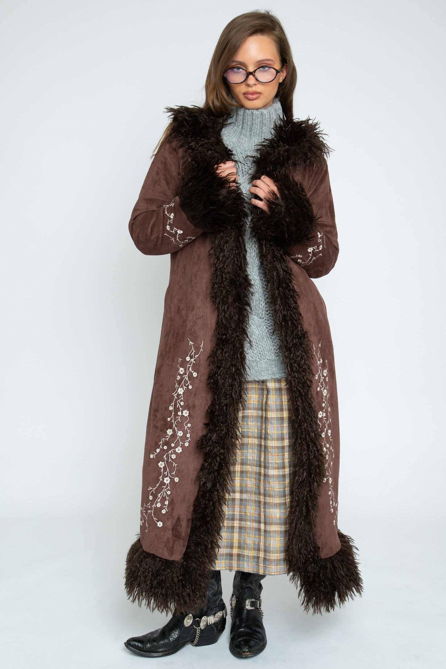 Daisy Street - Brown Heather Afghan Coat