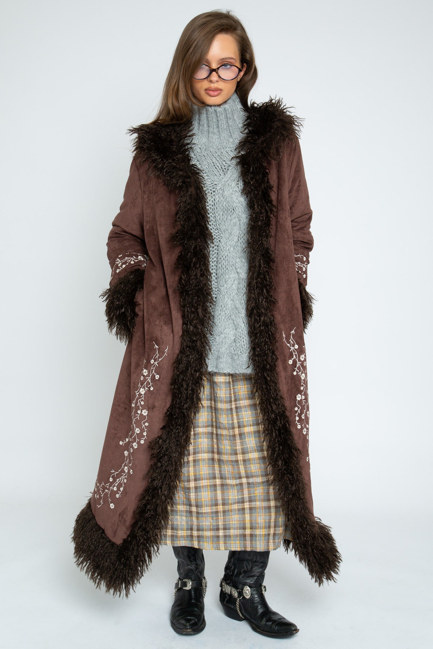 Daisy Street - Brown Heather Afghan Coat