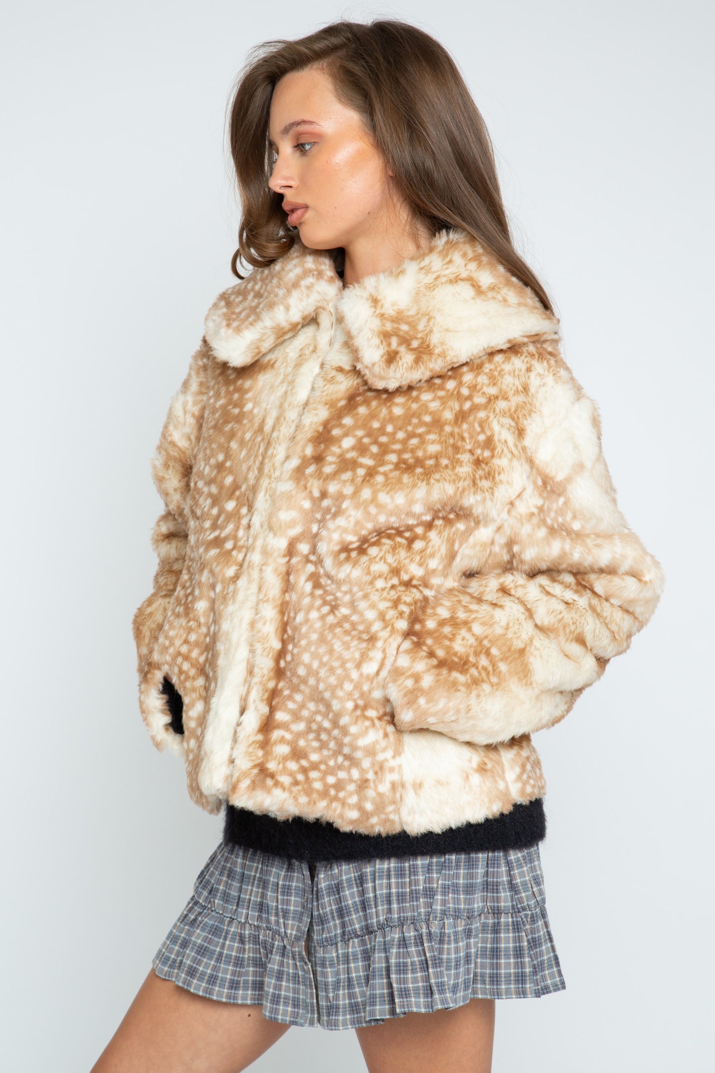 Daisy Street - Faux Fur Fawn Jacket