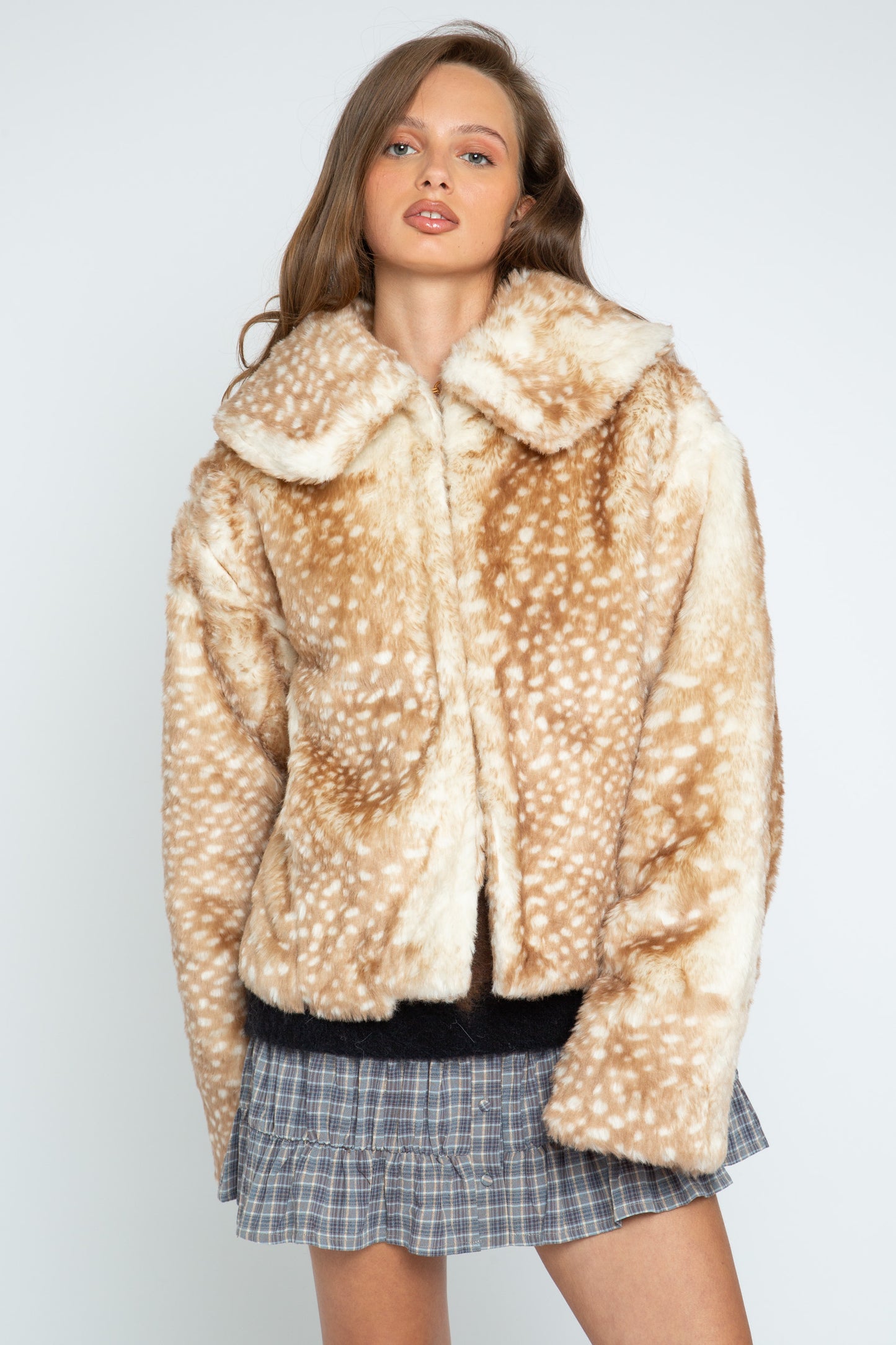 Daisy Street - Faux Fur Fawn Jacket