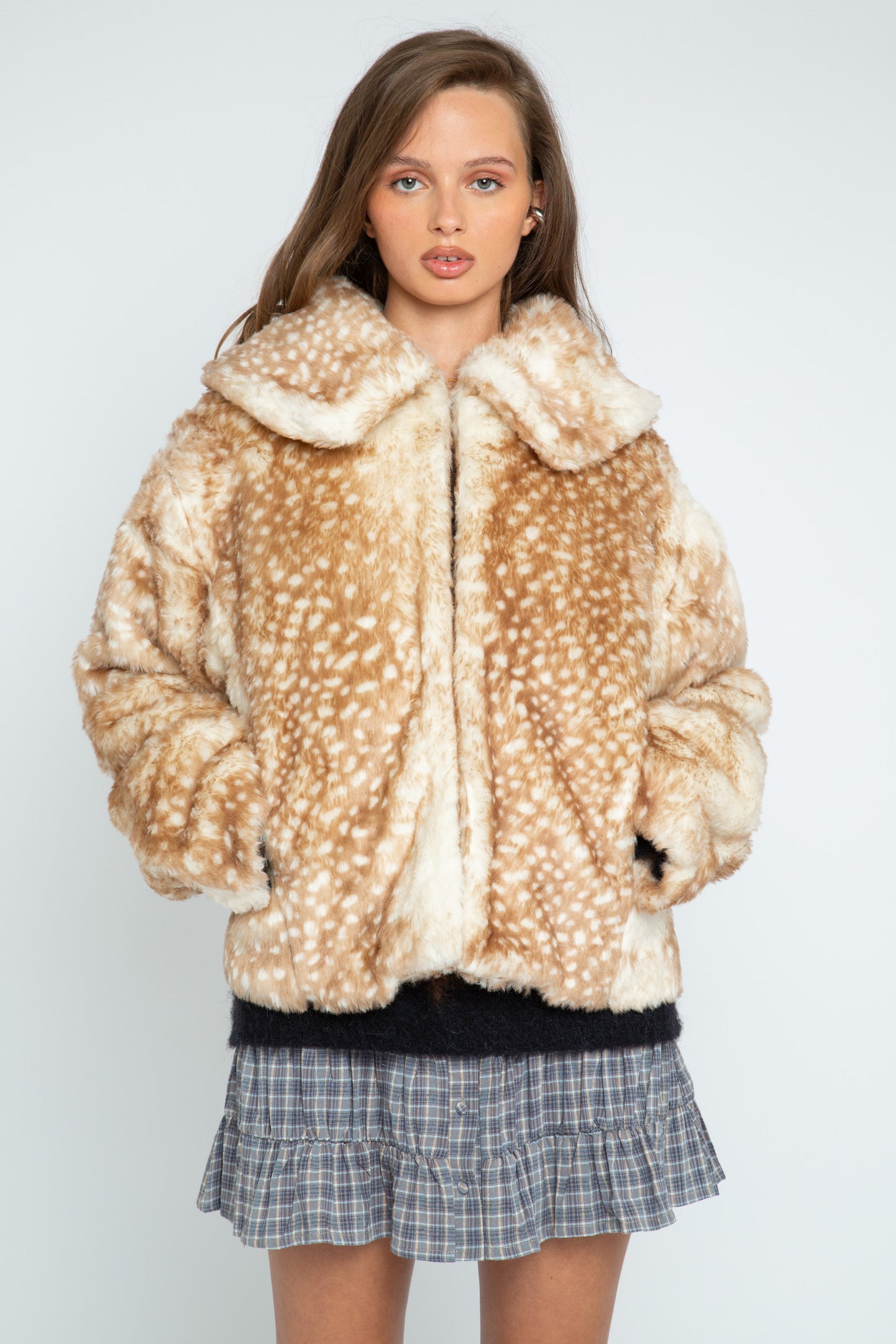 Daisy Street - Faux Fur Fawn Jacket
