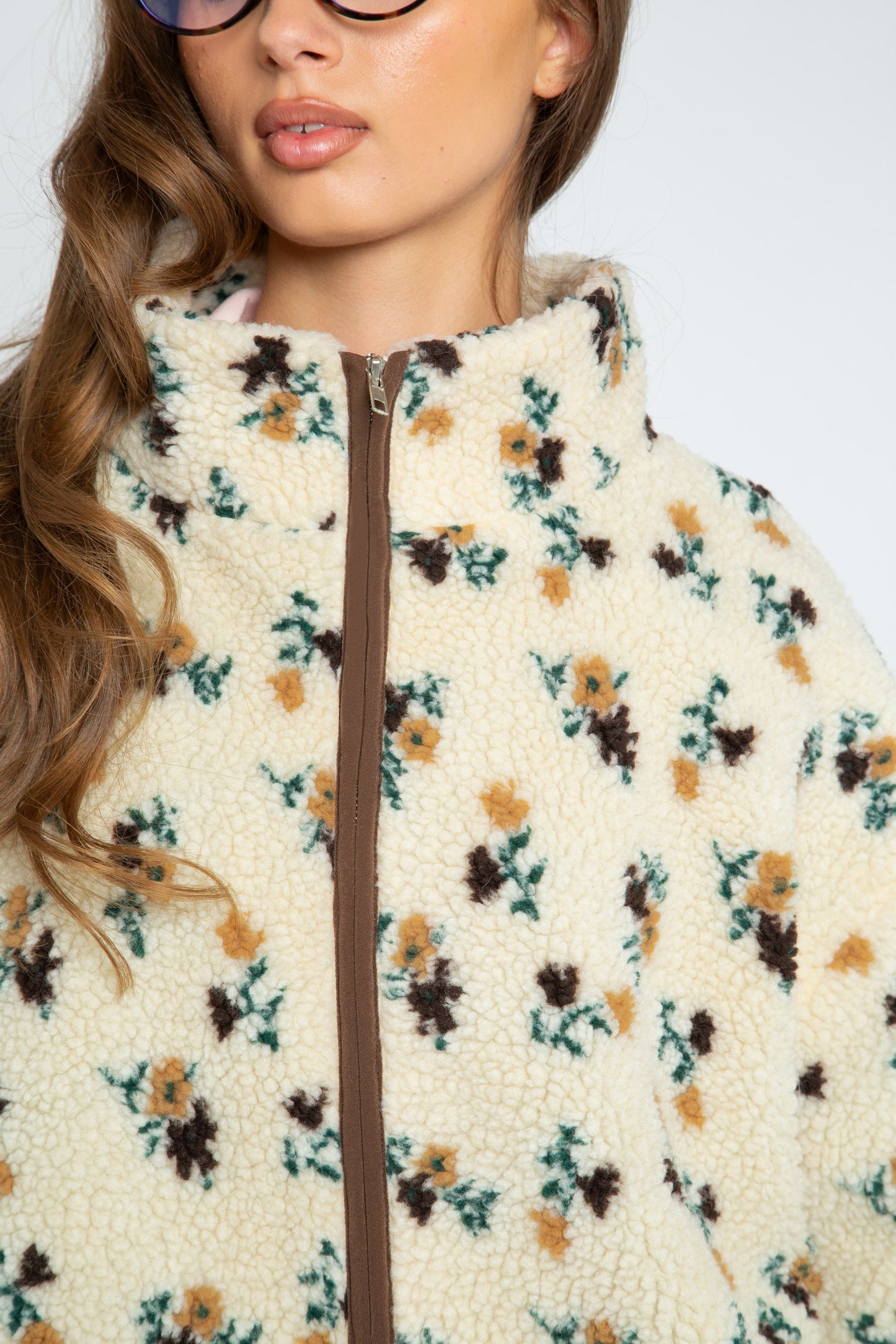 Daisy Street - Zip-up Floral Fleece Aspen Jacket