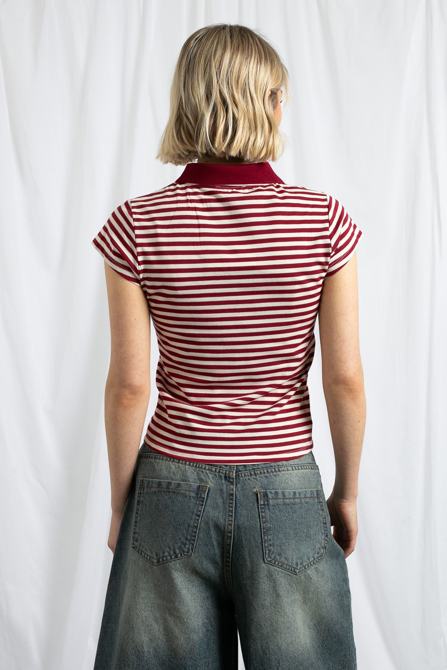 Daisy Street - Red and White Striped Slim Polo Shirt