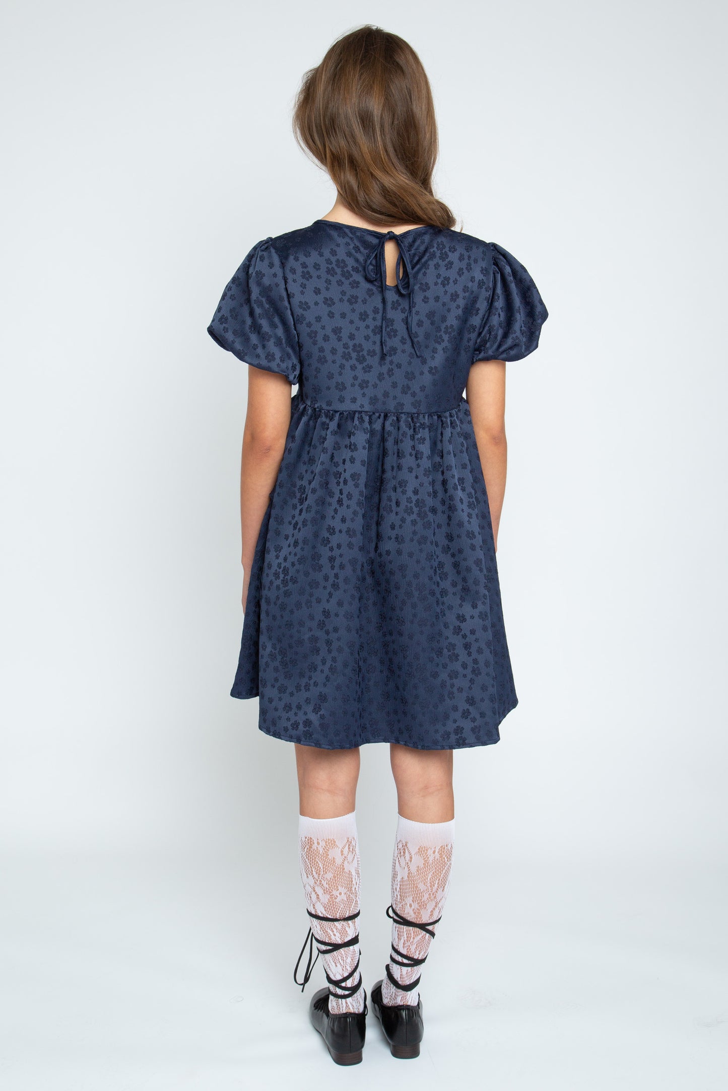 Daisy Street - Navy Blue Flower Satin Tilda Dress