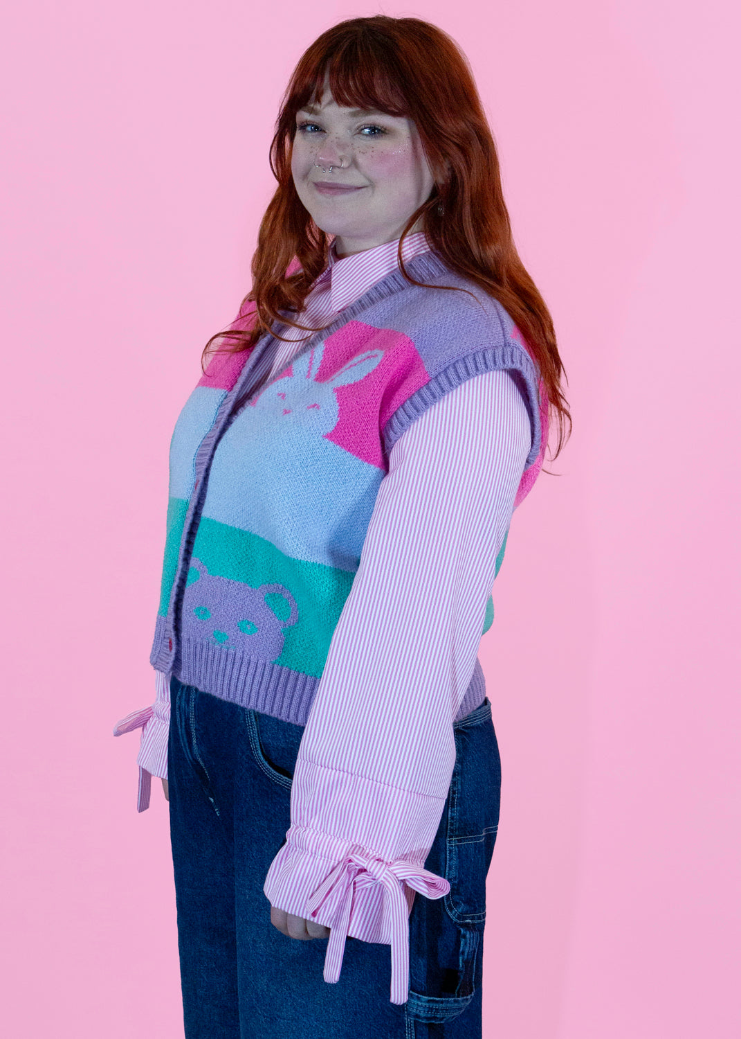 Home of Rainbows - Pastel Peepo Animal Knit Sweater Vest
