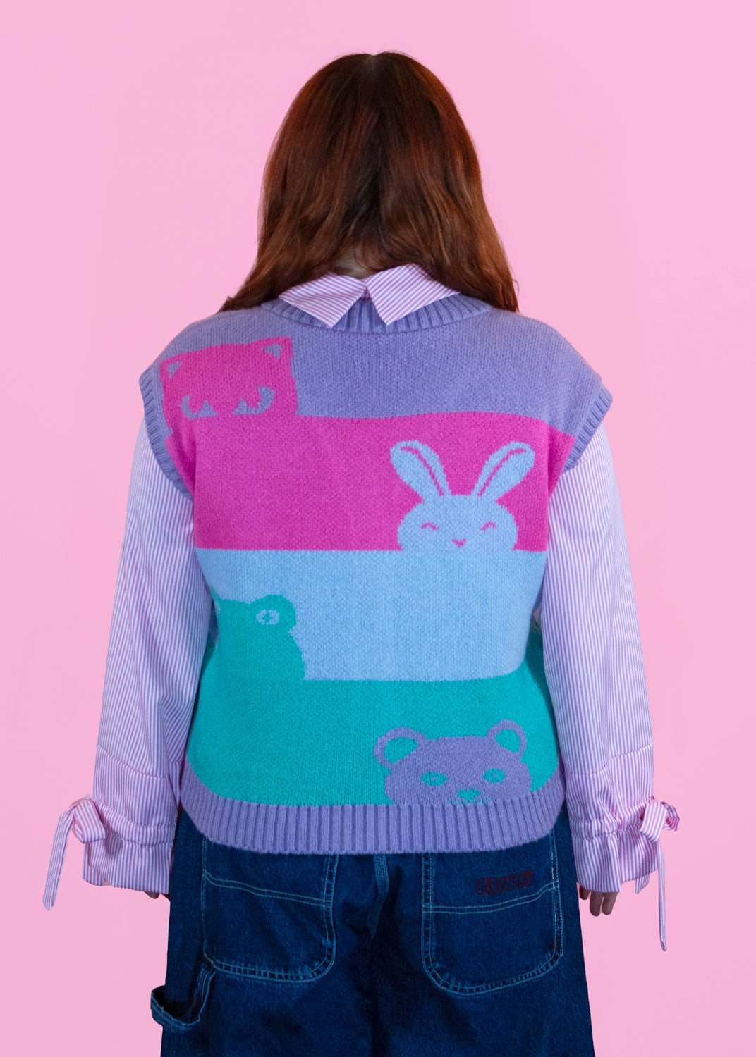 Home of Rainbows - Pastel Peepo Animal Knit Sweater Vest