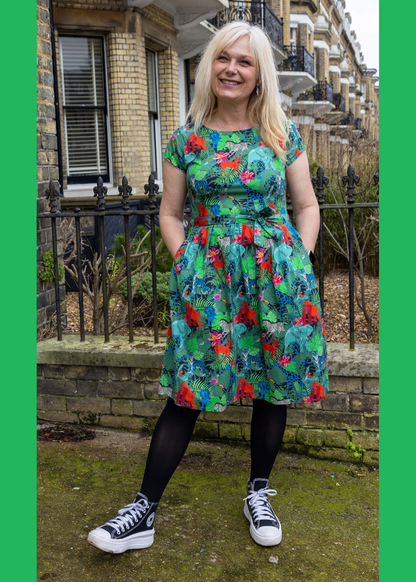 Run & Fly - Jungle Stretch Belted Tea Dress with Pockets