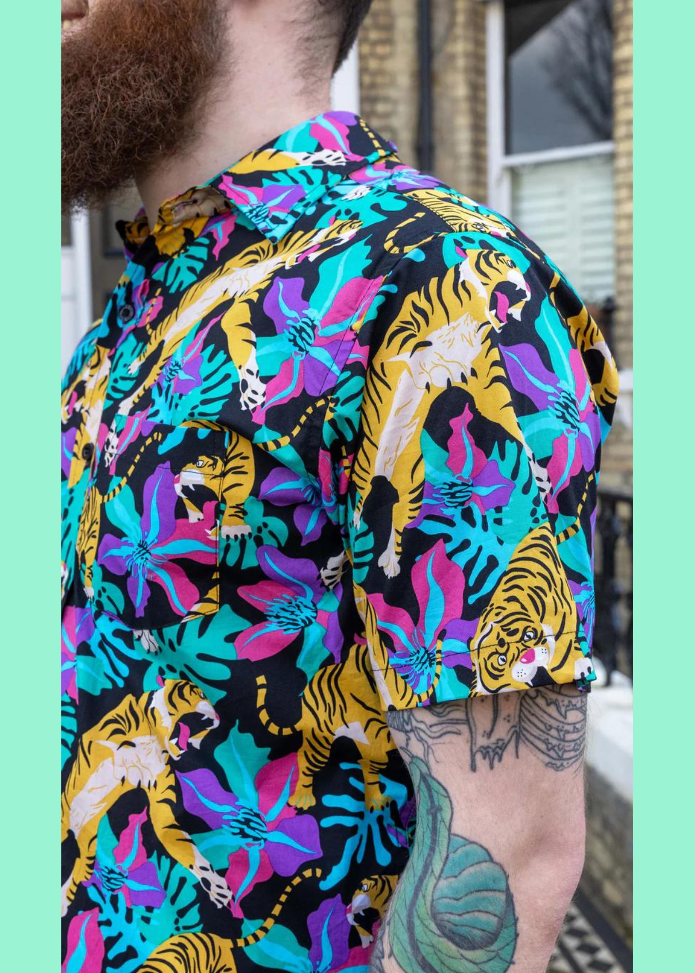 Run & Fly - Black Tiger Lily Stretch Short Sleeve Shirt