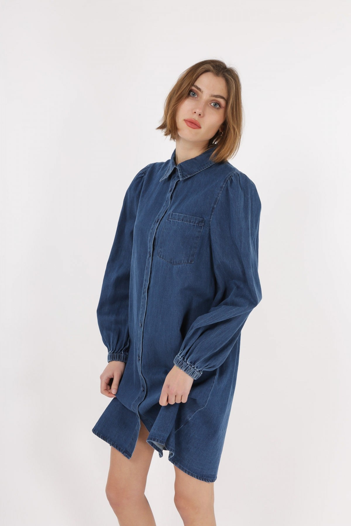 Daphnea - Dark Blue Denim Shirt Dress