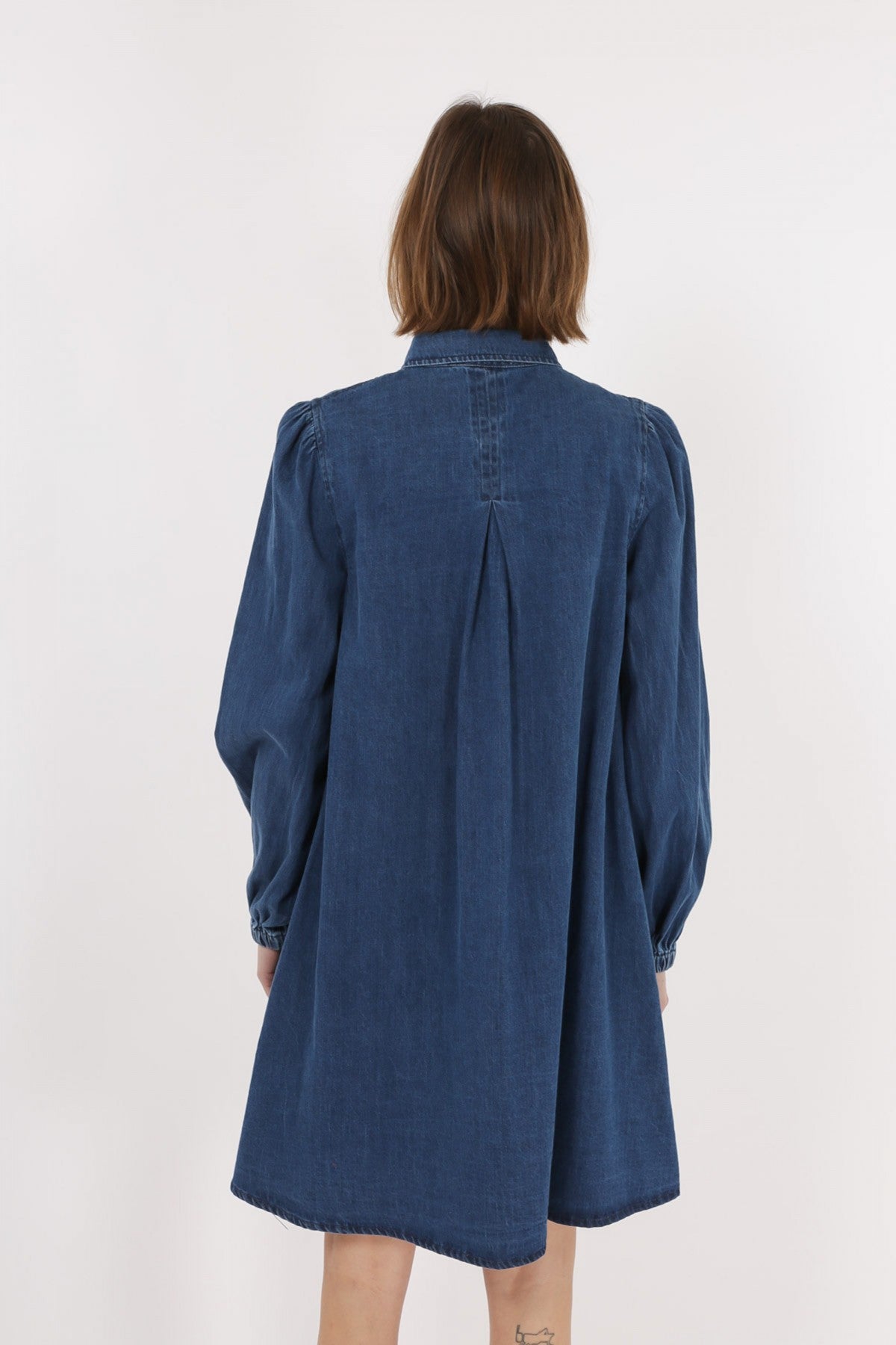 Daphnea - Dark Blue Denim Shirt Dress