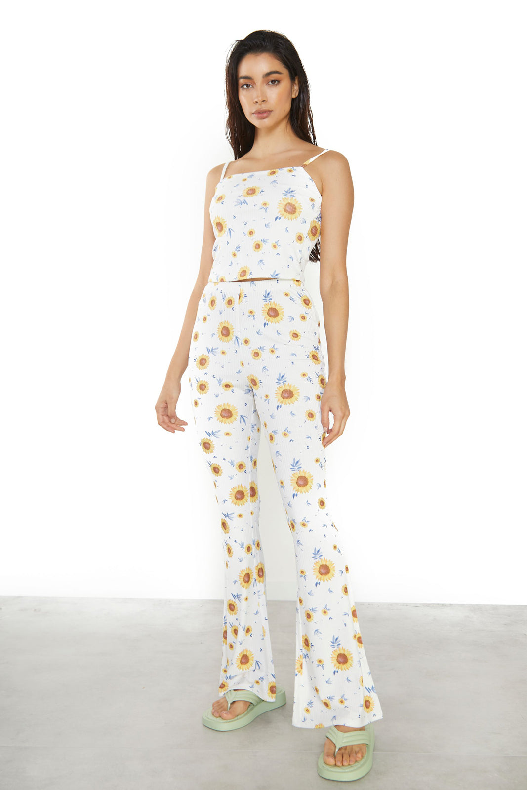 glamorous ribbed sunflower flares