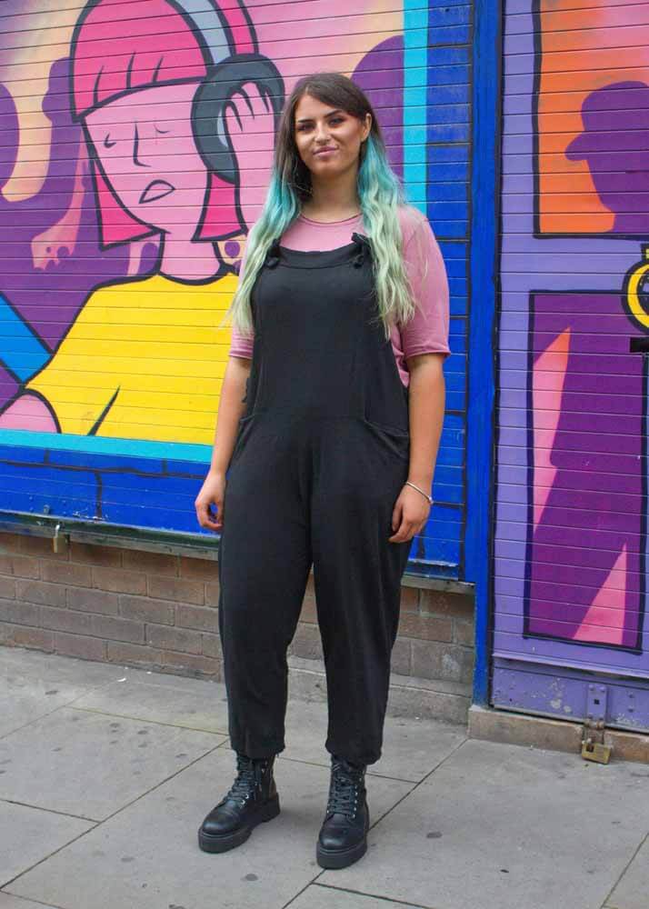 Thunder Egg - Black Jersey Dungarees