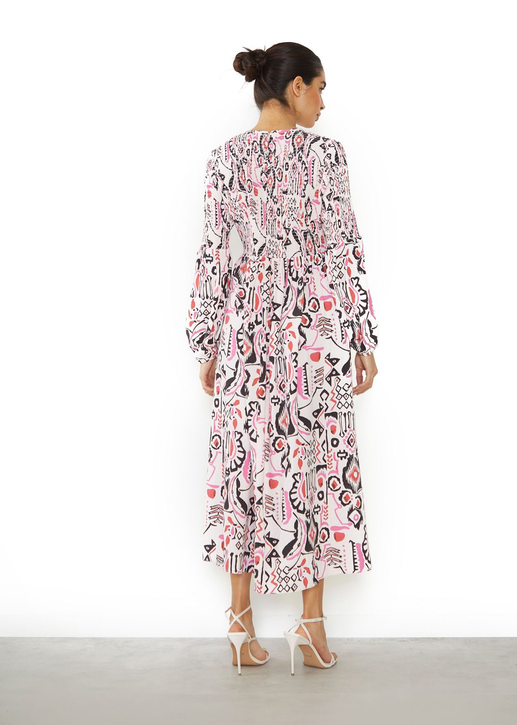 Glamorous - White Abstract Print Midi Dress